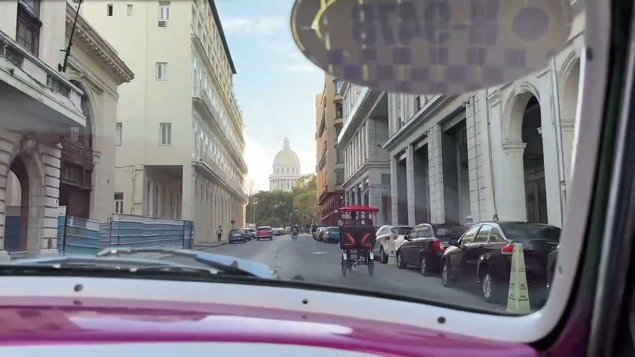 See National Capitol of Cuba on Vintage Car, Havana