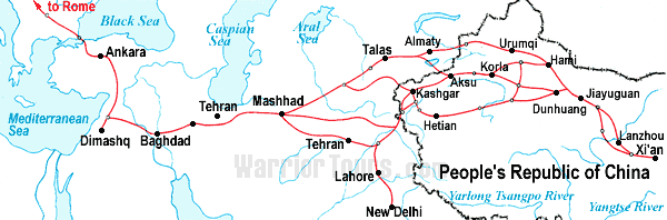 Map of Silk Road, China