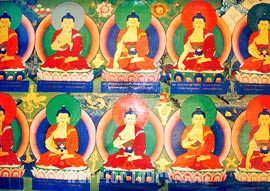 Murals of Buddha in Tashilhunpo Monastery, Shigatse, Tibet