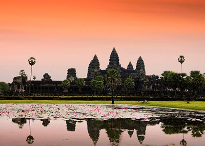 Angkor Wat at sunset in Siem Reap