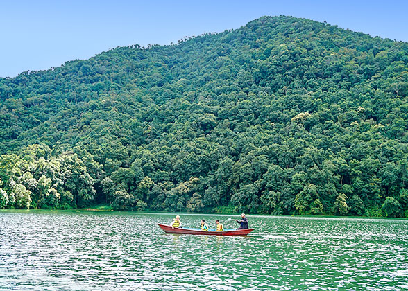 Boats floating over the Lake in Nepal