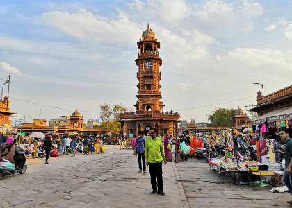 Busy Fair Nearby Clock Tower