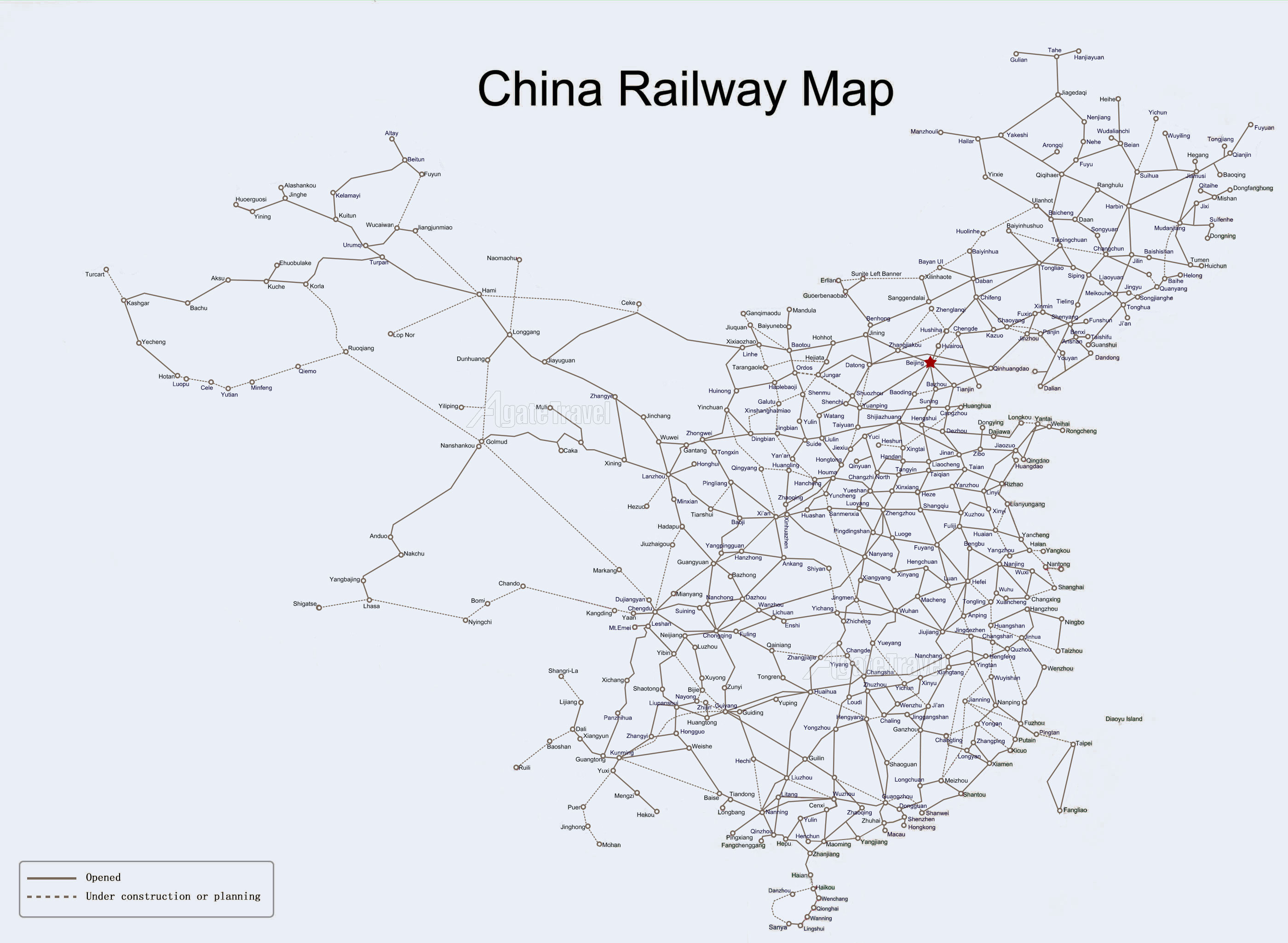 China High Speed Rail Network Map - China Map Tourist Destinations