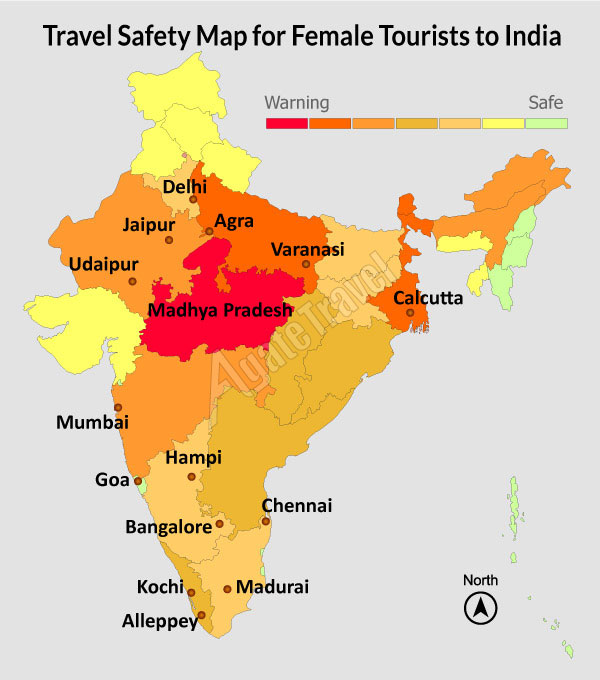 Travel Safety Map for Female Tourists to India