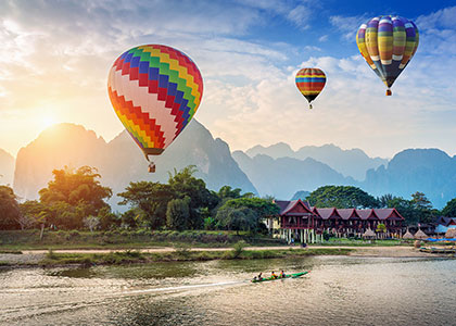 Hot Air Balloon Over Nam Song River