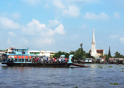 Vinh Trang Pagoda on Mekong River