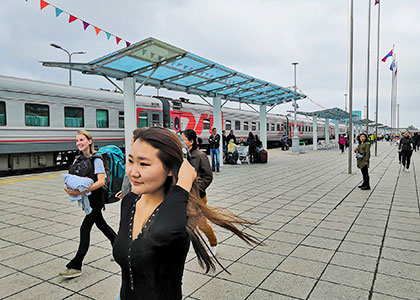 People in Ulaanbaatar Train Station