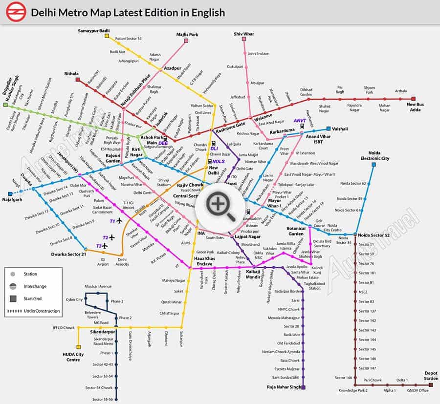 Delhi Metro Map in English