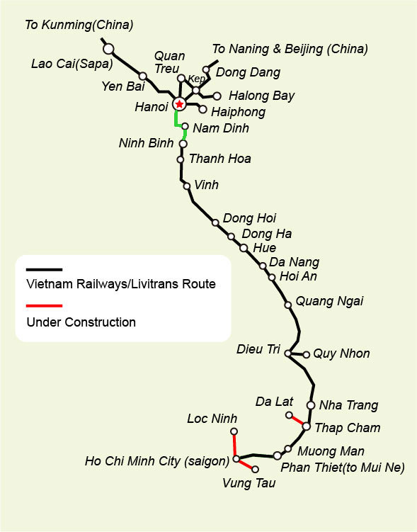 Hanoi - Ninh Binh Rail Map