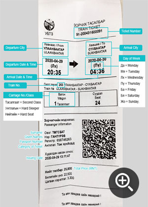 Mongolia Domestic Train Ticket
