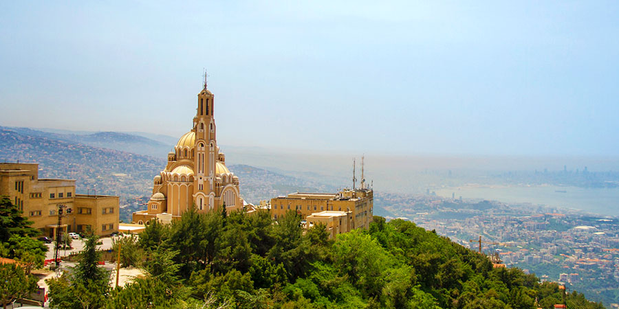 A bird's-eye view of Jounieh Bay, Harissa