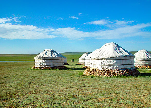 Mongolian yurt and grassland