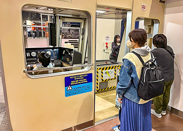 Kid playing as an train worker