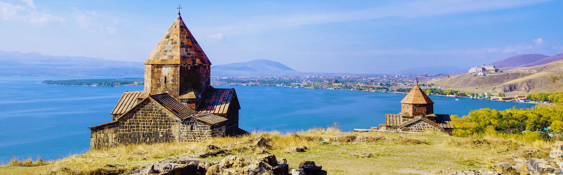 Lake Sevan with Sevanavank Monastery