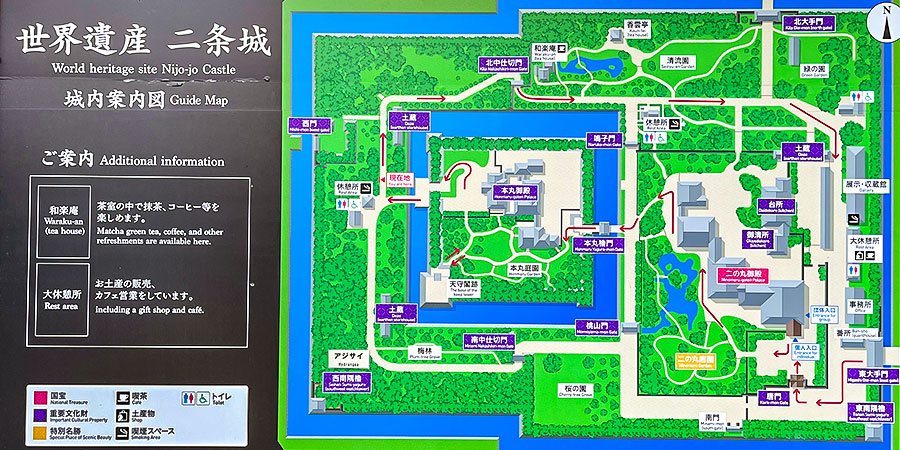 Official map: structure of Nijo Caslte and recommended route