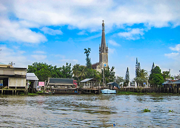 Stilt House on Mekong River