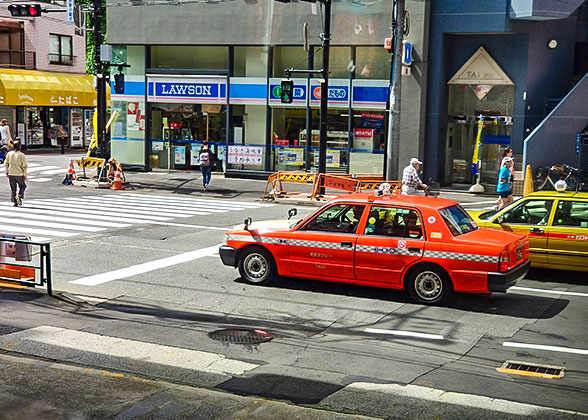 A Taxi on the Street in Tokyo