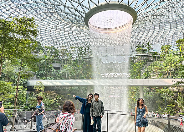 Rain Vortex Waterfall at Changi Airport