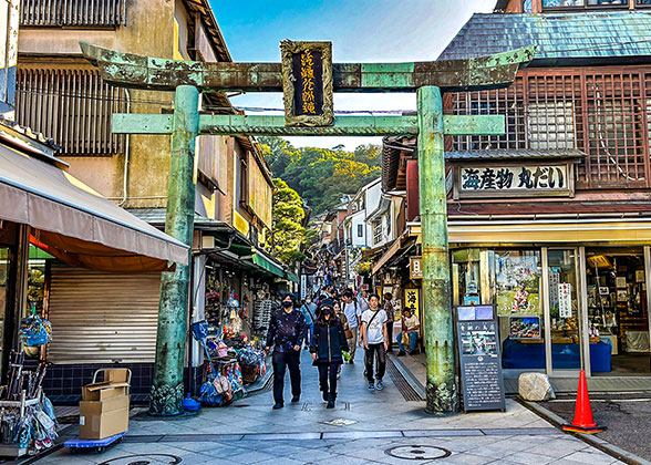 The Green Torii Gate of Enoshima Jinja Shrinejia