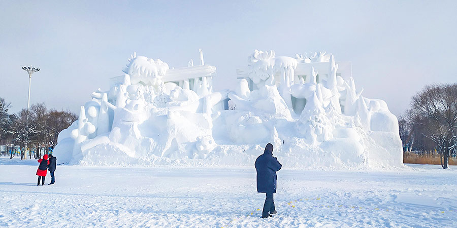 Large snow sculptures at the Asahikawa Winter Festival