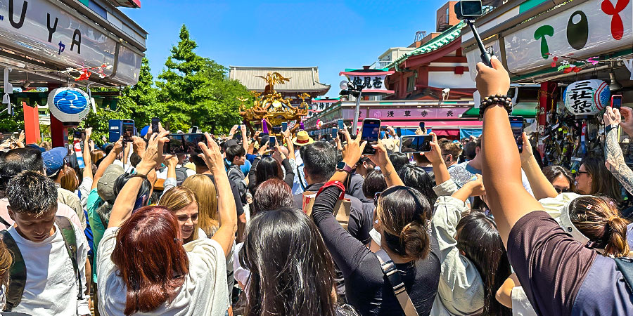 The Crowds around Senso-ji Temple during Sanja Matsuri Festival, Tokyo