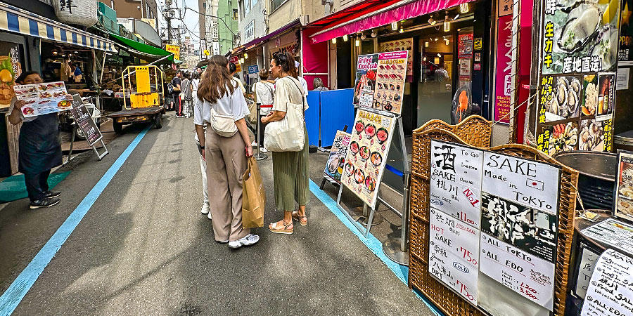 English Menu Displayed Outsides at Tsukiji Outer Market, Tokyo