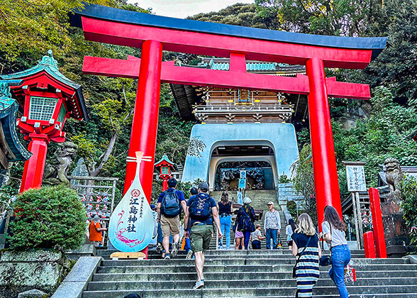 The Red Enoshima Shrine Gatehouse