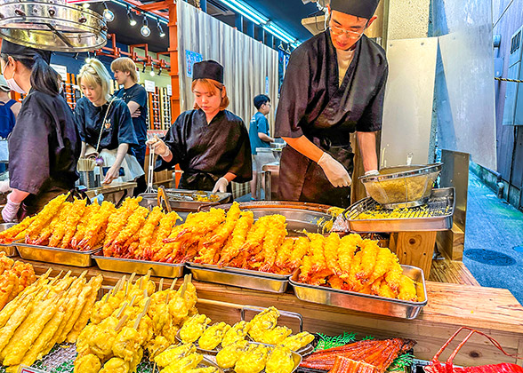 Fried Snacks on a Food Stand