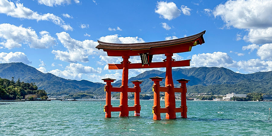 Otorii Gate of Itsukushima Shrine Floating on the Sea