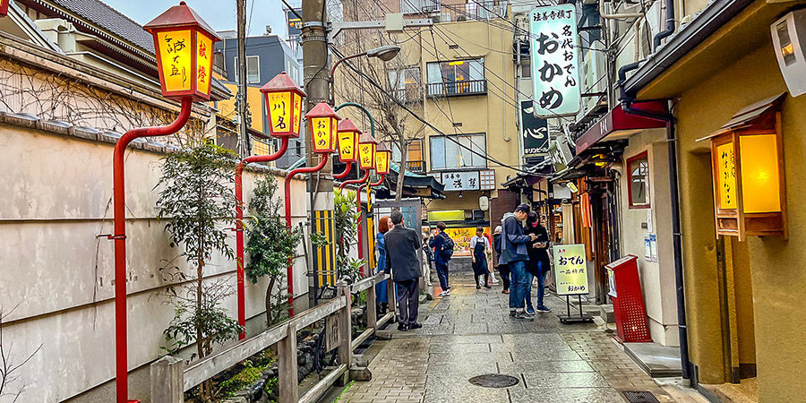 Visitors in the alley of Hozenji Yokocho