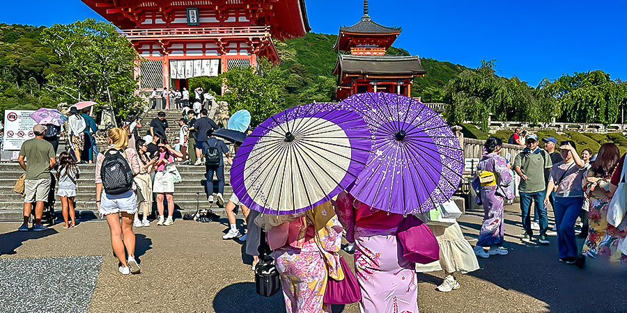 Visit Kiyomizu-dera Temple in Kimono, Kyoto, Japan