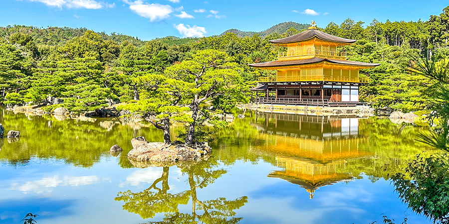Pavilion and Pond in Kinkaku-ji Temple