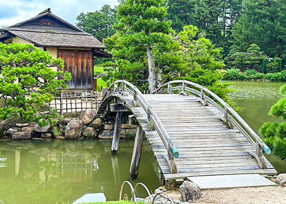 Wooden Bridge in Korakuen Garden