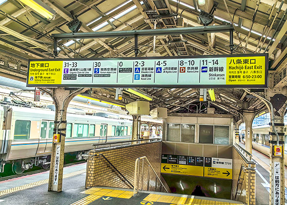 The station signboard telling people different train platforms