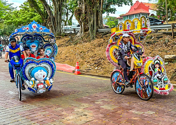 Colorful Pedicabs in Malacca, Malaysia