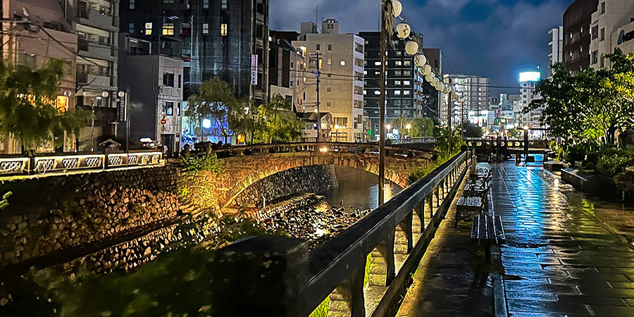 The Night View of Megane Bridge