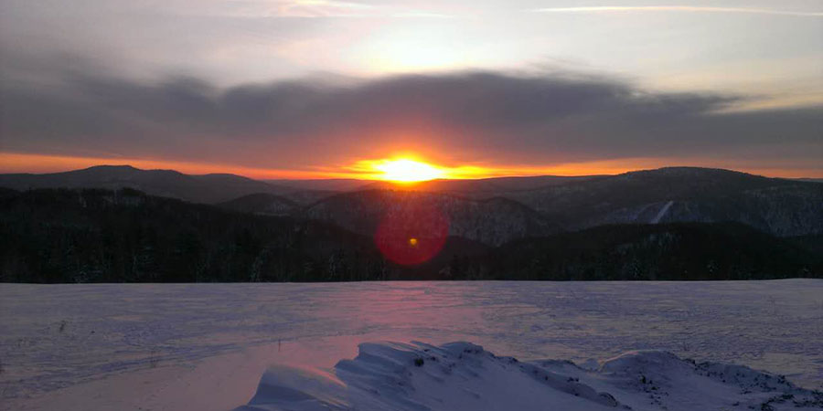 Sunset view of Mount Tokachi