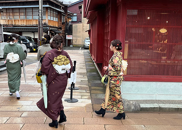 People Walking on the Street of Obi Castle Town