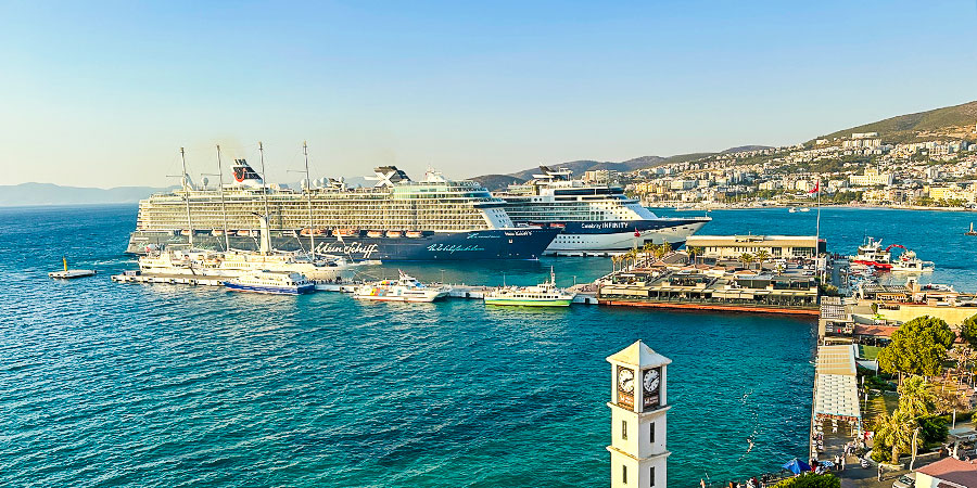 Ships at Kusadasi Port, Turkey