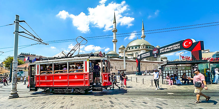 Tram Passing by Taksim Square, Istanbul