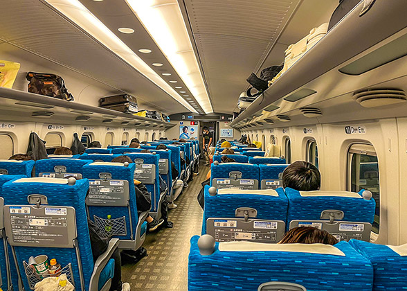 The inside of Shinkansen trains
