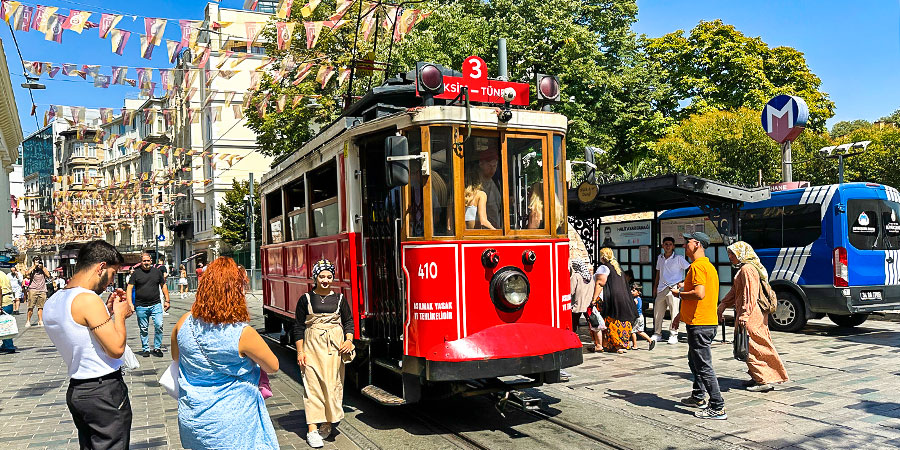 Tram on Isiklal Caddesi Avenue, Istanbul