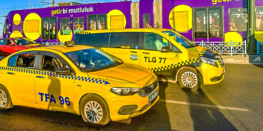 Driving Cars & Tram on the Street, Istanbul