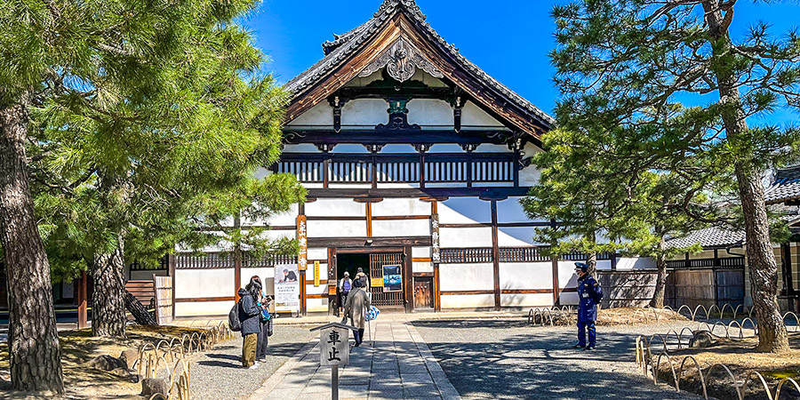 Visitors before one building of the Temple