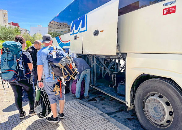 Getting on A Local Bus in Morocco