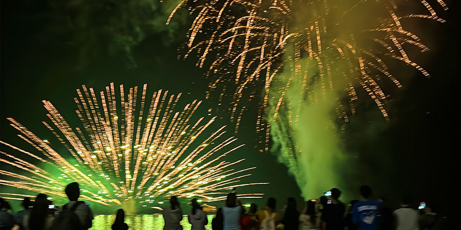 Fireworks display during the Otaru Ushio Festival