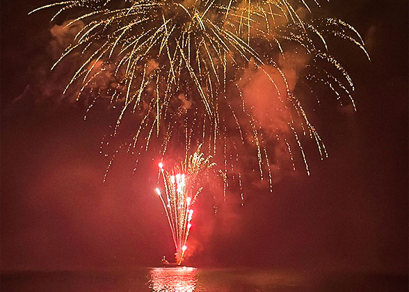 Beautiful Fireworks on Lake Toya