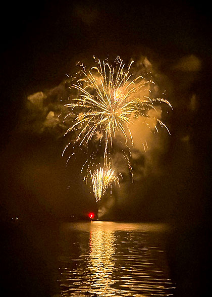 Beautiful Fireworks on the Sea