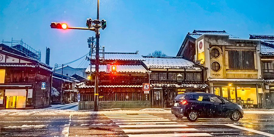 Kanazawa at Snowy Night in February