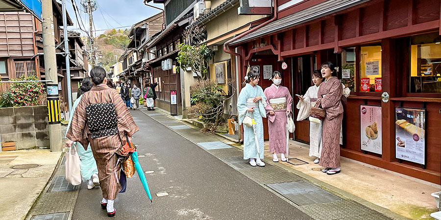 Higashichaya Old Town on Overcast Day
